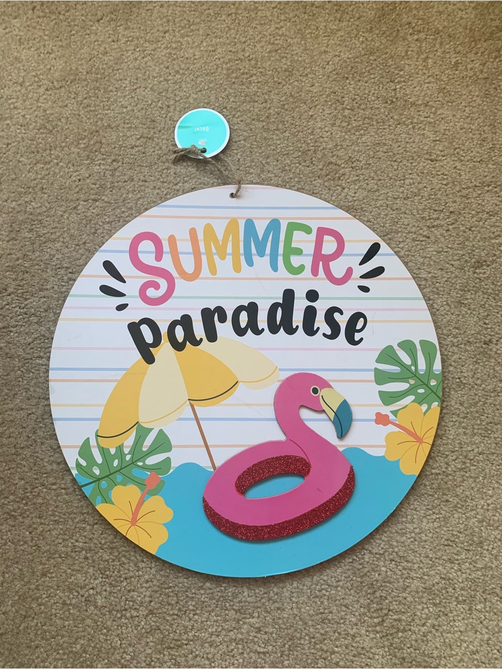 Summer Paradise Pink Flamingo Wall Sign - Party Decor